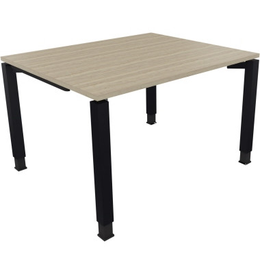Schreibtisch All in One, manuell höhenverstellbar, 68-82cm (H), 120x100cm (BxT), rechteckig, eiche natur / anthrazit metallic