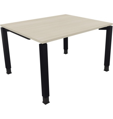 Schreibtisch All in One, manuell h&ouml;henverstellbar, 68-82cm (H), 120x100cm (BxT), rechteckig, akazie hell / anthrazit metallic