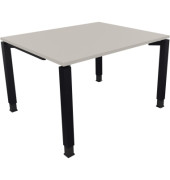 Schreibtisch All in One, manuell höhenverstellbar, 68-82cm (H), 120x100cm (BxT), rechteckig, lichtgrau / anthrazit metallic