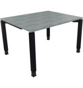 Schreibtisch All in One, manuell höhenverstellbar, 68-82cm (H), 120x100cm (BxT), rechteckig, beton hell / anthrazit metallic