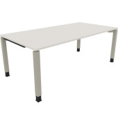 Schreibtisch All in One, manuell höhenverstellbar, 68-82cm (H), 120x100cm (BxT), rechteckig, weiß / silberaluminium