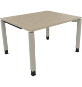 Schreibtisch All in One, manuell höhenverstellbar, 68-82cm (H), 120x100cm (BxT), rechteckig, eiche natur / silberaluminium