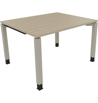 Schreibtisch All in One, manuell h&ouml;henverstellbar, 68-82cm (H), 120x100cm (BxT), rechteckig, eiche natur / silberaluminium