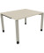 Schreibtisch All in One, manuell höhenverstellbar, 68-82cm (H), 120x100cm (BxT), rechteckig, akazie hell / silberaluminium