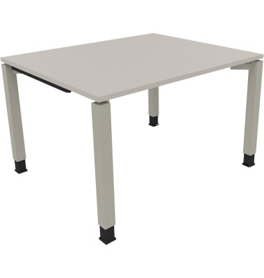 Schreibtisch All in One, manuell höhenverstellbar, 68-82cm (H), 120x100cm (BxT), rechteckig, lichtgrau / silberaluminium