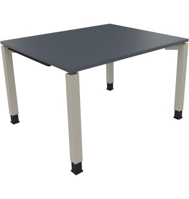 Schreibtisch All in One, manuell h&ouml;henverstellbar, 68-82cm (H), 120x100cm (BxT), rechteckig, lavagrau / silberaluminium