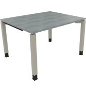 Schreibtisch All in One, manuell höhenverstellbar, 68-82cm (H), 120x100cm (BxT), rechteckig, beton hell / silberaluminium