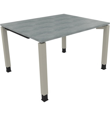 Schreibtisch All in One, manuell h&ouml;henverstellbar, 68-82cm (H), 120x100cm (BxT), rechteckig, beton hell / silberaluminium