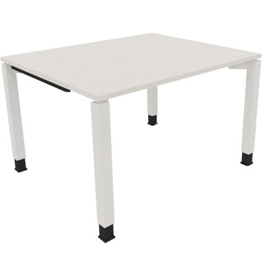 Schreibtisch All in One, manuell höhenverstellbar, 68-82cm (H), 120x100cm (BxT), rechteckig, weiß / weiß