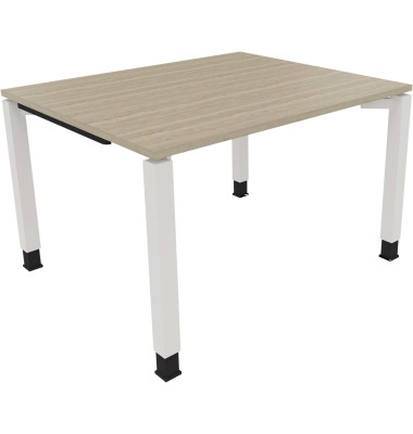 Schreibtisch All in One, manuell h&ouml;henverstellbar, 68-82cm (H), 120x100cm (BxT), rechteckig, eiche natur / wei&szlig;