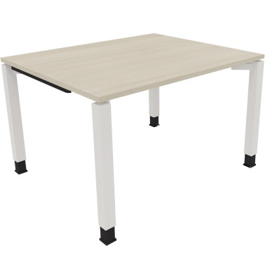 Schreibtisch All in One, manuell h&ouml;henverstellbar, 68-82cm (H), 120x100cm (BxT), rechteckig, akazie hell / wei&szlig;