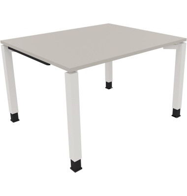 Schreibtisch All in One, manuell h&ouml;henverstellbar, 68-82cm (H), 120x100cm (BxT), rechteckig, lichtgrau / wei&szlig;