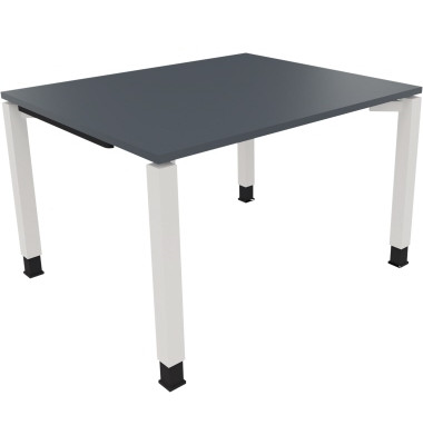 Schreibtisch All in One, manuell höhenverstellbar, 68-82cm (H), 120x100cm (BxT), rechteckig, lavagrau / weiß