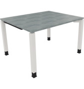 Schreibtisch All in One, manuell höhenverstellbar, 68-82cm (H), 120x100cm (BxT), rechteckig, beton hell / weiß