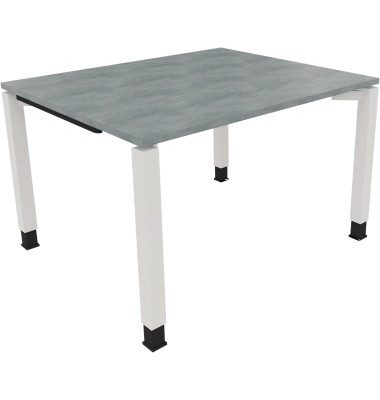 Schreibtisch All in One, manuell höhenverstellbar, 68-82cm (H), 120x100cm (BxT), rechteckig, beton hell / weiß