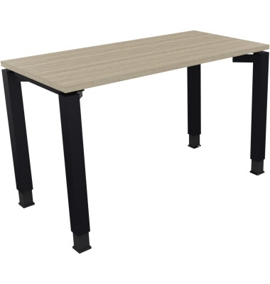 Schreibtisch All in One, manuell h&ouml;henverstellbar, 68-82cm (H), 120x60cm (BxT), rechteckig, eiche natur / anthrazit metallic