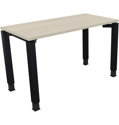 Schreibtisch All in One, manuell höhenverstellbar, 68-82cm (H), 120x60cm (BxT), rechteckig, akazie hell / anthrazit metallic
