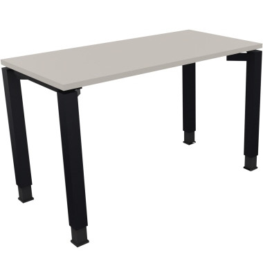 Schreibtisch All in One, manuell höhenverstellbar, 68-82cm (H), 120x60cm (BxT), rechteckig, lichtgrau / anthrazit metallic