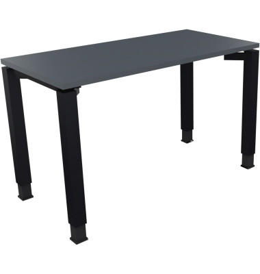 Schreibtisch All in One, manuell höhenverstellbar, 68-82cm (H), 120x60cm (BxT), rechteckig, lavagrau / anthrazit metallic