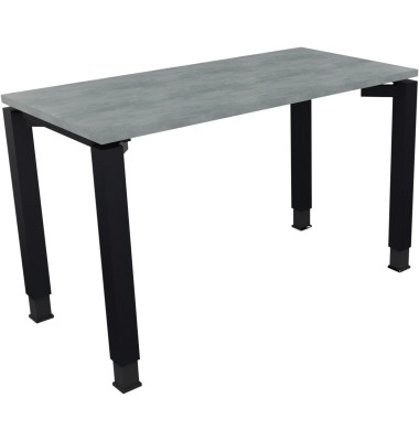 Schreibtisch All in One, manuell h&ouml;henverstellbar, 68-82cm (H), 120x60cm (BxT), rechteckig, beton hell / anthrazit metallic