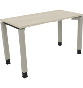 Schreibtisch All in One, manuell höhenverstellbar, 68-82cm (H), 120x60cm (BxT), rechteckig, akazie hell / silberaluminium