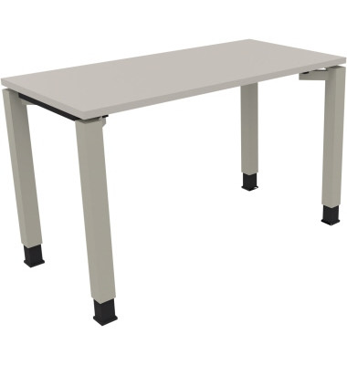 Schreibtisch All in One, manuell höhenverstellbar, 68-82cm (H), 120x60cm (BxT), rechteckig, lichtgrau / silberaluminium Schreibtisch All in One, manuell höhenverstellbar, 68-82cm (H), 120x60cm (BxT), rechteckig, lichtgrau / silberaluminium