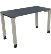 Schreibtisch All in One, manuell höhenverstellbar, 68-82cm (H), 120x60cm (BxT), rechteckig, lavagrau / silberaluminium