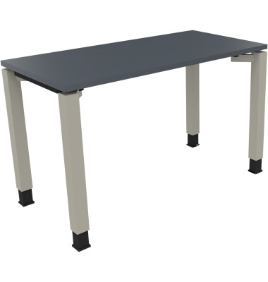 Schreibtisch All in One, manuell höhenverstellbar, 68-82cm (H), 120x60cm (BxT), rechteckig, lavagrau / silberaluminium