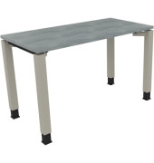 Schreibtisch All in One, manuell höhenverstellbar, 68-82cm (H), 120x60cm (BxT), rechteckig, beton hell / silberaluminium