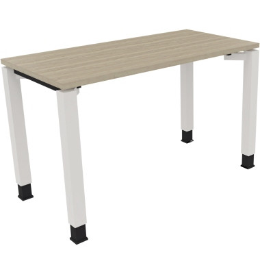 Schreibtisch All in One, manuell höhenverstellbar, 68-82cm (H), 120x60cm (BxT), rechteckig, eiche natur / weiß