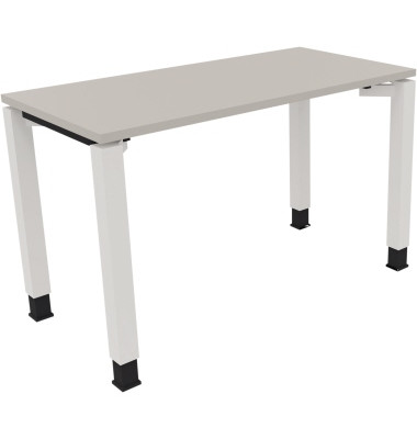 Schreibtisch All in One, manuell h&ouml;henverstellbar, 68-82cm (H), 120x60cm (BxT), rechteckig, lichtgrau / wei&szlig;