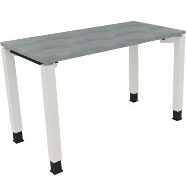 Schreibtisch All in One, manuell höhenverstellbar, 68-82cm (H), 120x60cm (BxT), rechteckig, beton hell / weiß
