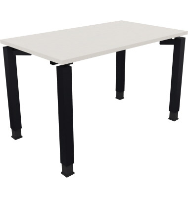 Schreibtisch All in One, manuell höhenverstellbar, 68-82cm (H), 120x70cm (BxT), rechteckig, weiß / anthrazit metallic