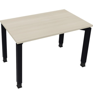 Schreibtisch All in One, manuell höhenverstellbar, 68-82cm (H), 120x70cm (BxT), rechteckig, akazie hell / anthrazit metallic