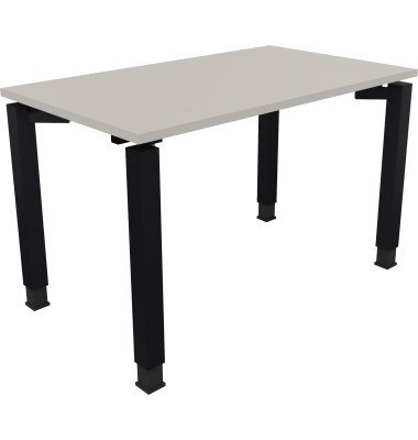 Schreibtisch All in One, manuell höhenverstellbar, 68-82cm (H), 120x70cm (BxT), rechteckig, lichtgrau / anthrazit metallic