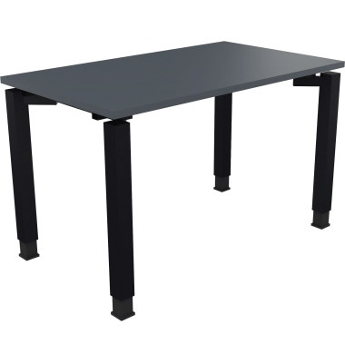 Schreibtisch All in One, manuell höhenverstellbar, 68-82cm (H), 120x70cm (BxT), rechteckig, lavagrau / anthrazit metallic Schreibtisch All in One, manuell höhenverstellbar, 68-82cm (H), 120x70cm (BxT), rechteckig, lavagrau / anthrazit metallic