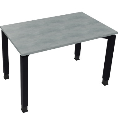 Schreibtisch All in One, manuell höhenverstellbar, 68-82cm (H), 120x70cm (BxT), rechteckig, beton hell / anthrazit metallic