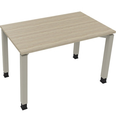 Schreibtisch All in One, manuell höhenverstellbar, 68-82cm (H), 120x70cm (BxT), rechteckig, eiche natur / silberaluminium Schreibtisch All in One, manuell höhenverstellbar, 68-82cm (H), 120x70cm (BxT), rechteckig, eiche natur / silberaluminium