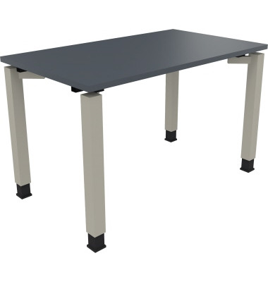 Schreibtisch All in One, manuell h&ouml;henverstellbar, 68-82cm (H), 120x70cm (BxT), rechteckig, lavagrau / silberaluminium