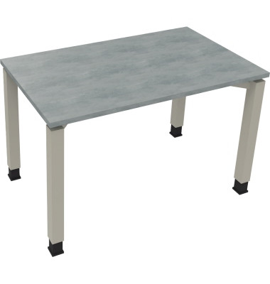 Schreibtisch All in One, manuell höhenverstellbar, 68-82cm (H), 120x70cm (BxT), rechteckig, beton hell / silberaluminium