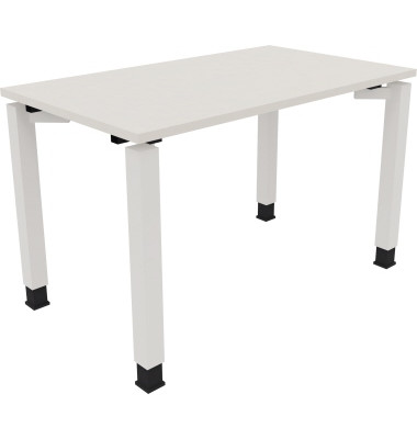 Schreibtisch All in One, manuell höhenverstellbar, 68-82cm (H), 120x70cm (BxT), rechteckig, weiß / weiß