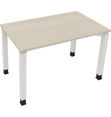Schreibtisch All in One, manuell h&ouml;henverstellbar, 68-82cm (H), 120x70cm (BxT), rechteckig, akazie hell / wei&szlig;