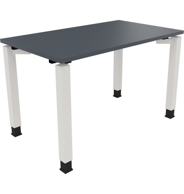 Schreibtisch All in One, manuell höhenverstellbar, 68-82cm (H), 120x70cm (BxT), rechteckig, lavagrau / weiß