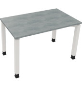 Schreibtisch All in One, manuell höhenverstellbar, 68-82cm (H), 120x70cm (BxT), rechteckig, beton hell / weiß