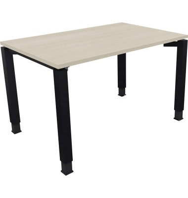 Schreibtisch All in One, manuell h&ouml;henverstellbar, 68-82cm (H), 120x80cm (BxT), rechteckig, akazie hell / anthrazit metallic