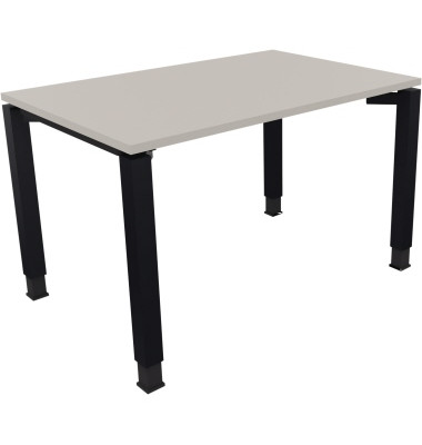 Schreibtisch All in One, manuell höhenverstellbar, 68-82cm (H), 120x80cm (BxT), rechteckig, lichtgrau / anthrazit metallic