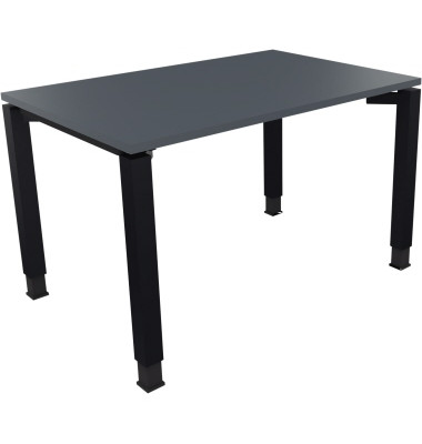 Schreibtisch All in One, manuell h&ouml;henverstellbar, 68-82cm (H), 120x80cm (BxT), rechteckig, lavagrau / anthrazit metallic