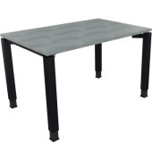 Schreibtisch All in One, manuell höhenverstellbar, 68-82cm (H), 120x80cm (BxT), rechteckig, beton hell / anthrazit metallic