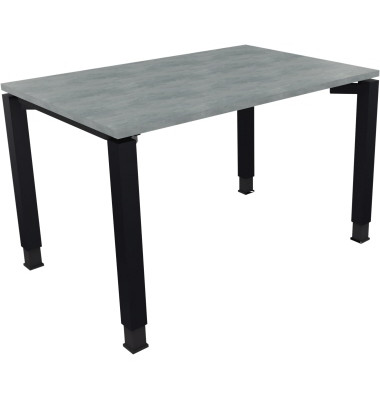 Schreibtisch All in One, manuell höhenverstellbar, 68-82cm (H), 120x80cm (BxT), rechteckig, beton hell / anthrazit metallic