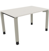 Schreibtisch All in One, manuell höhenverstellbar, 68-82cm (H), 120x80cm (BxT), rechteckig, weiß / silberaluminium